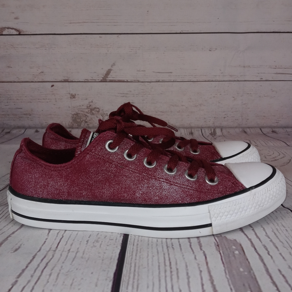 NWOT Converse Silver-Dusted Oxheart Maroon Oxford CT OX 7 - Picture 3 of 10